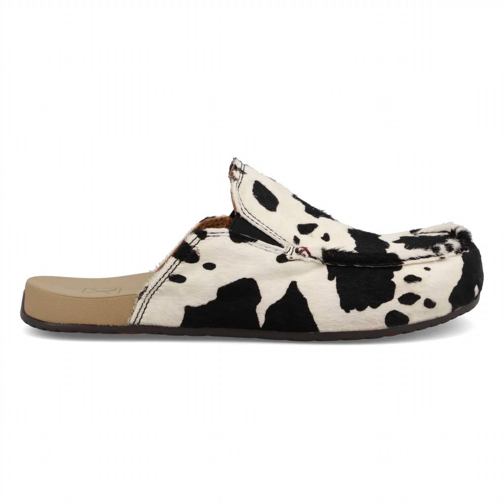 Women’s Cowhide Mules In Black/ White