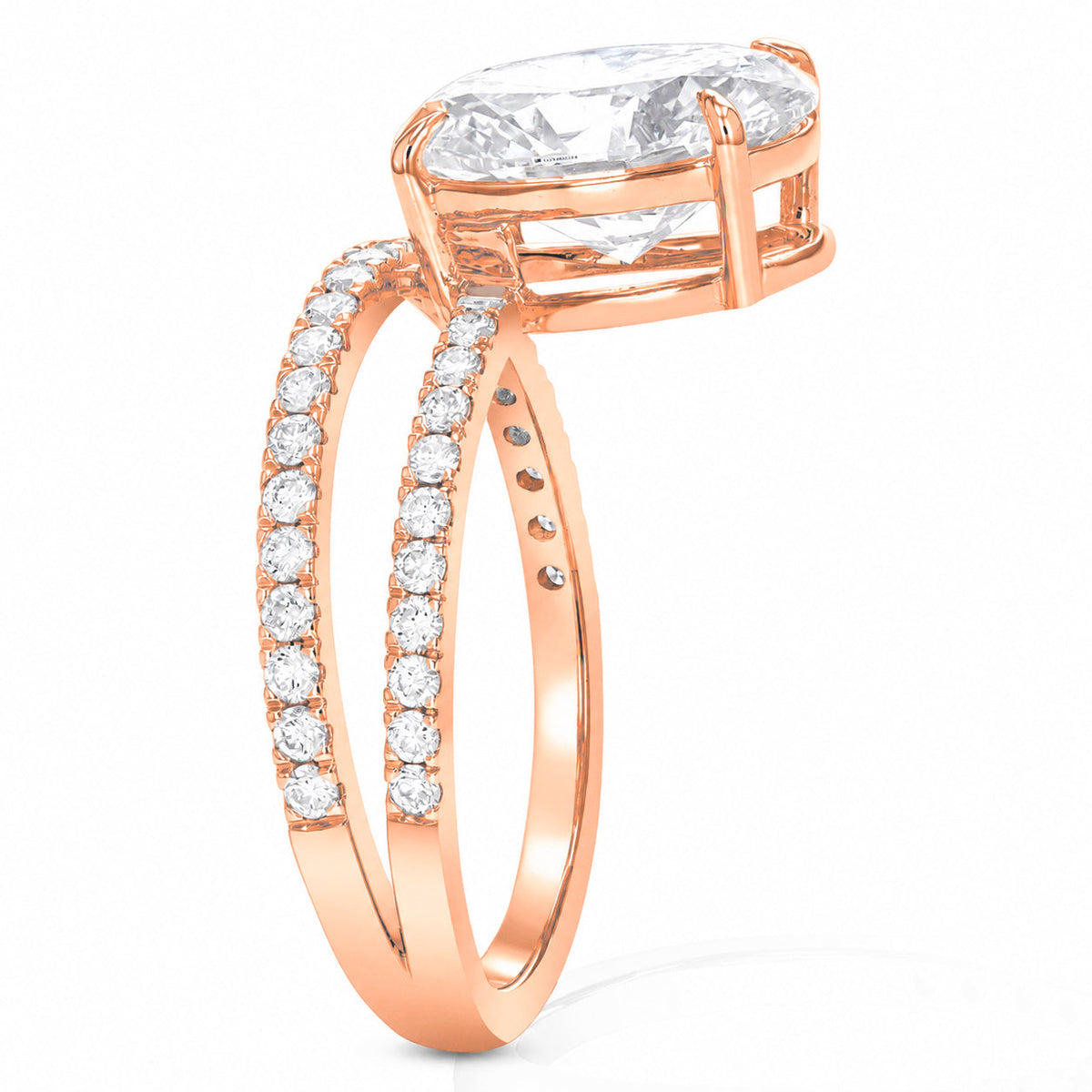 3.50 cttw Oval Lab Grown Diamond Engagement Ring in 14K Rose Gold For Women