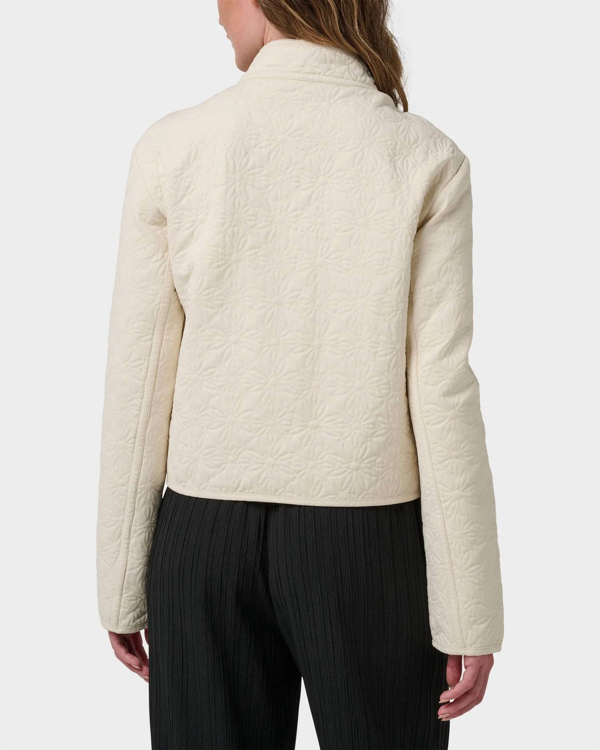 Hidden Snap Front Quilted Jacket In Seashell