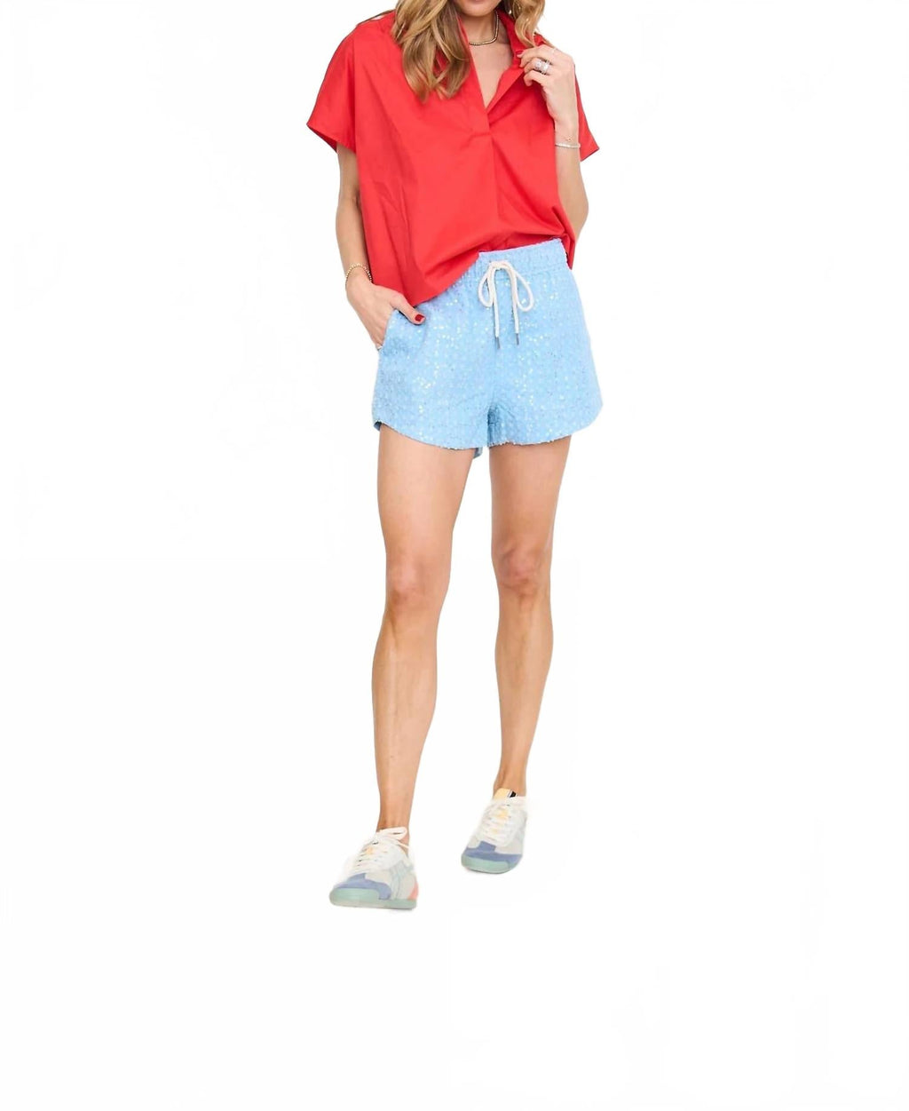 Signature Collar Top In Red