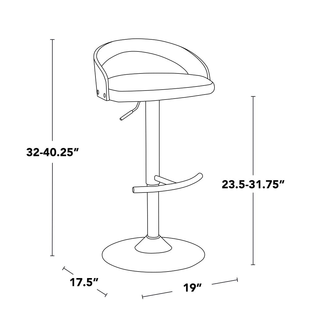 Set of 3 Adjustable Bar Chairs with Faux Leather Seating and Supportive Footrests