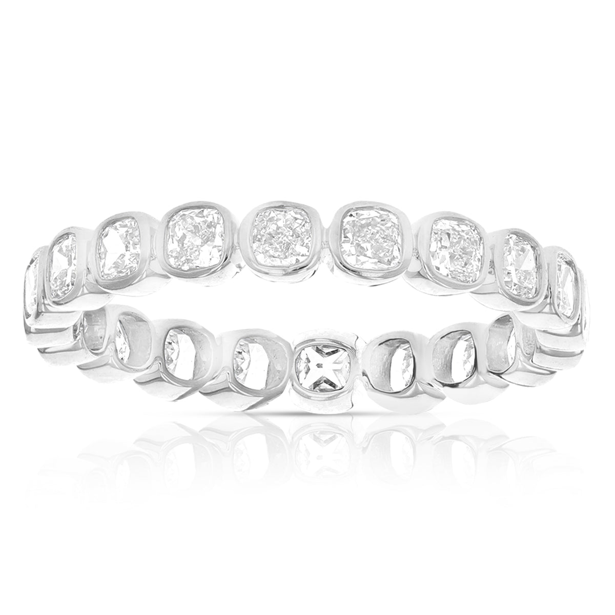 2 cttw Cushion Lab Grown Diamond Eternity Ring Wedding Band in 14K White Gold For Women