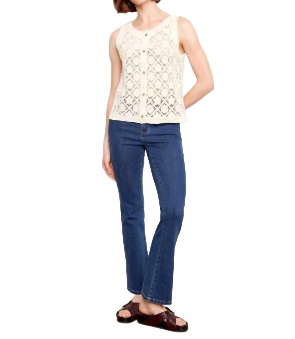 Crochet Cotton Sleeveless Vest In Natural
