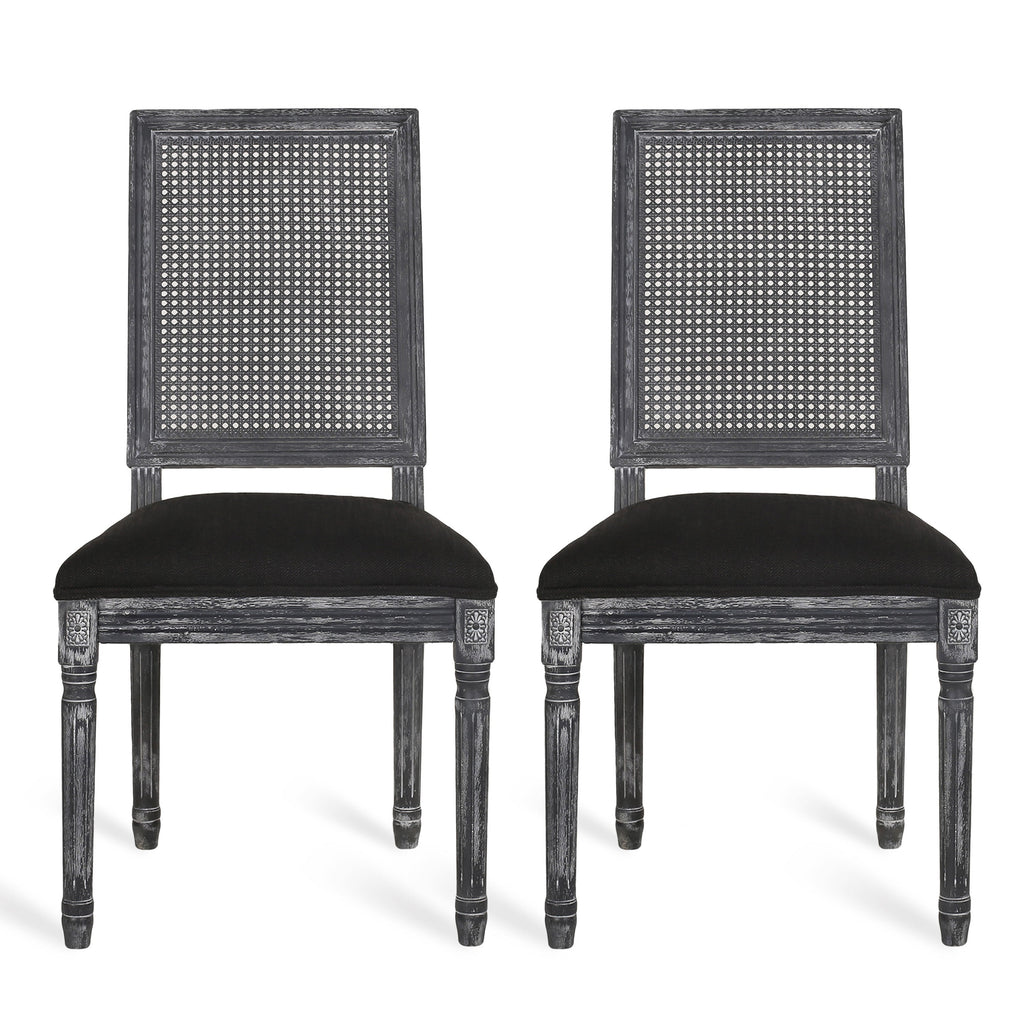 Set of 2 Wooden Dining Chairs with Cushioned Seats