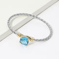 14K Gold Plated CZ Cushion Cut Accent Braided Bracelet