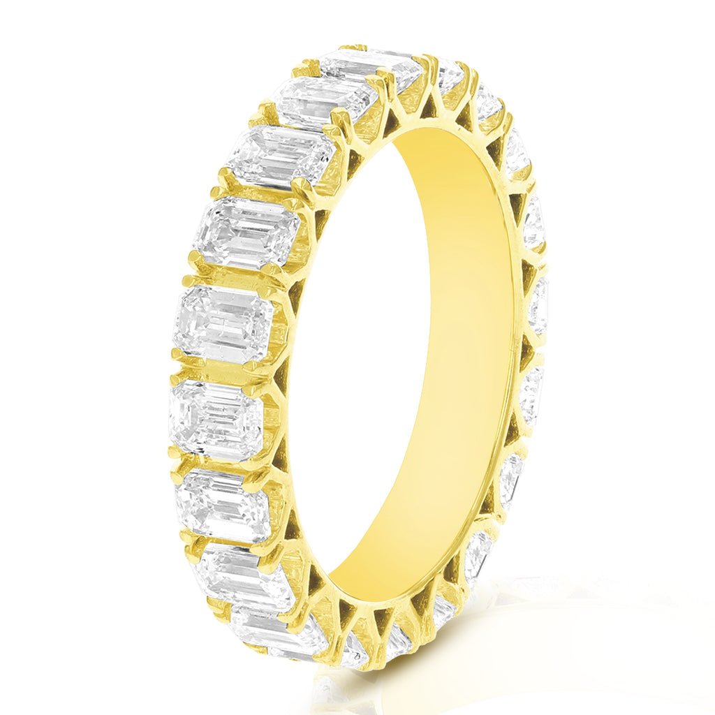3 cttw Emerald Lab Grown Diamond Eternity Ring Wedding Band in 14K Yellow Gold For Women