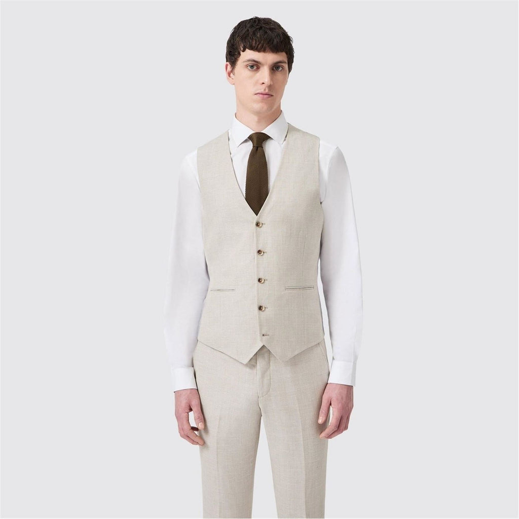 Twisted Tailor Slim Fit Check Waist Coat