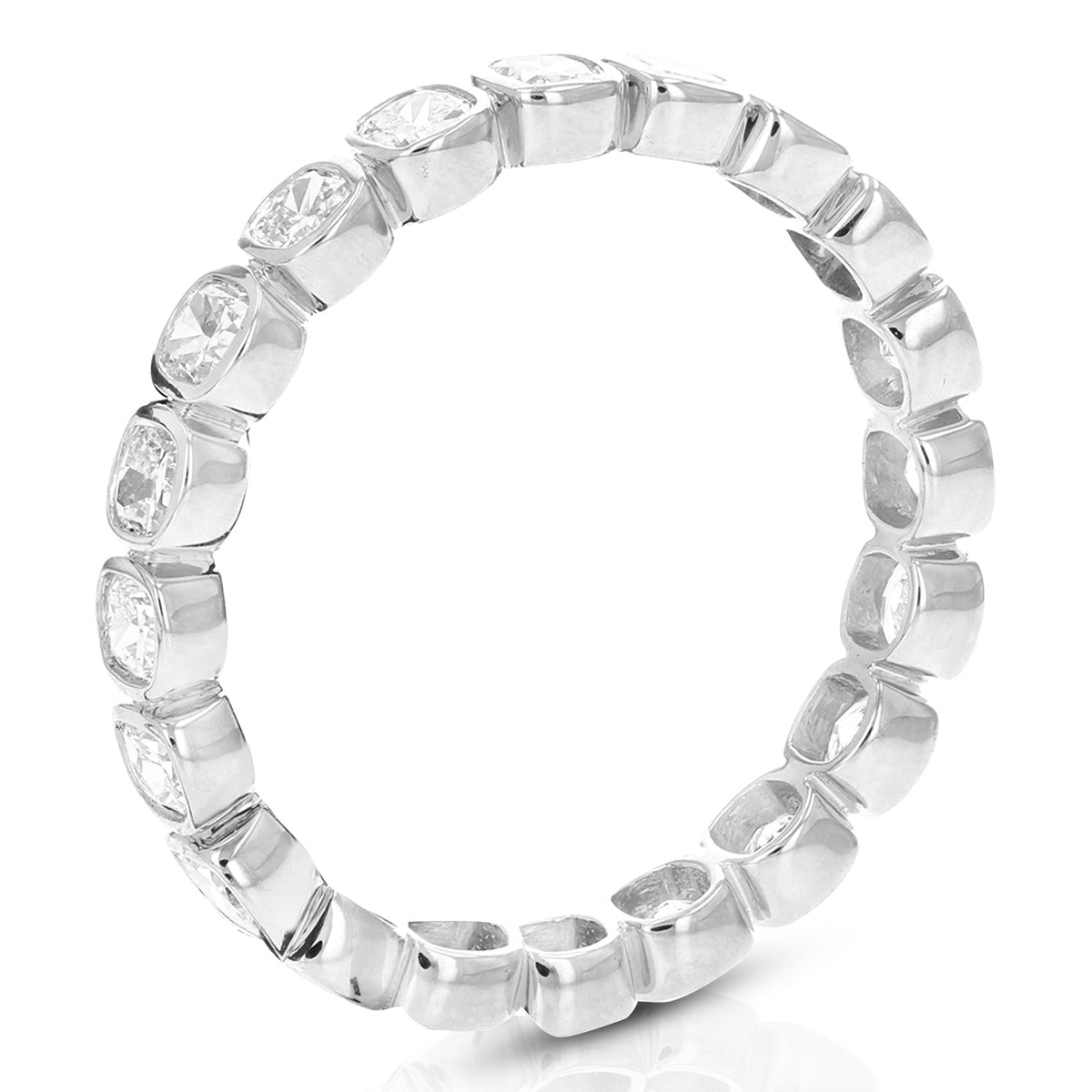 2 cttw Cushion Lab Grown Diamond Eternity Ring Wedding Band in 14K White Gold For Women