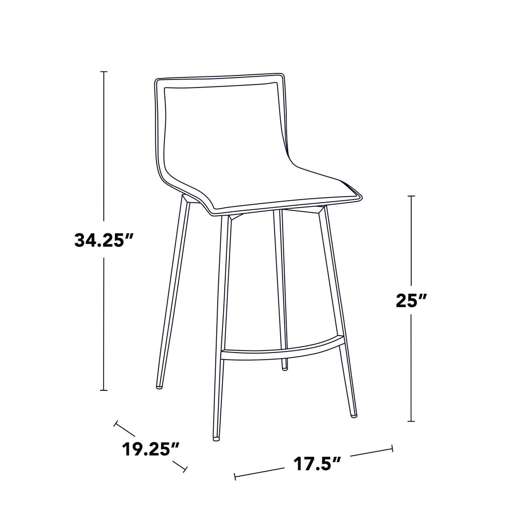 26-Inch Contemporary Upholstered Counter Chairs Set of 2