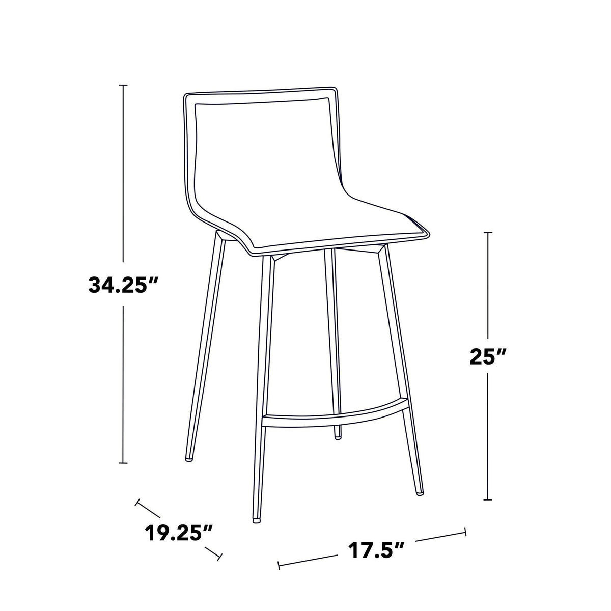 26-Inch Contemporary Upholstered Counter Chairs Set of 2