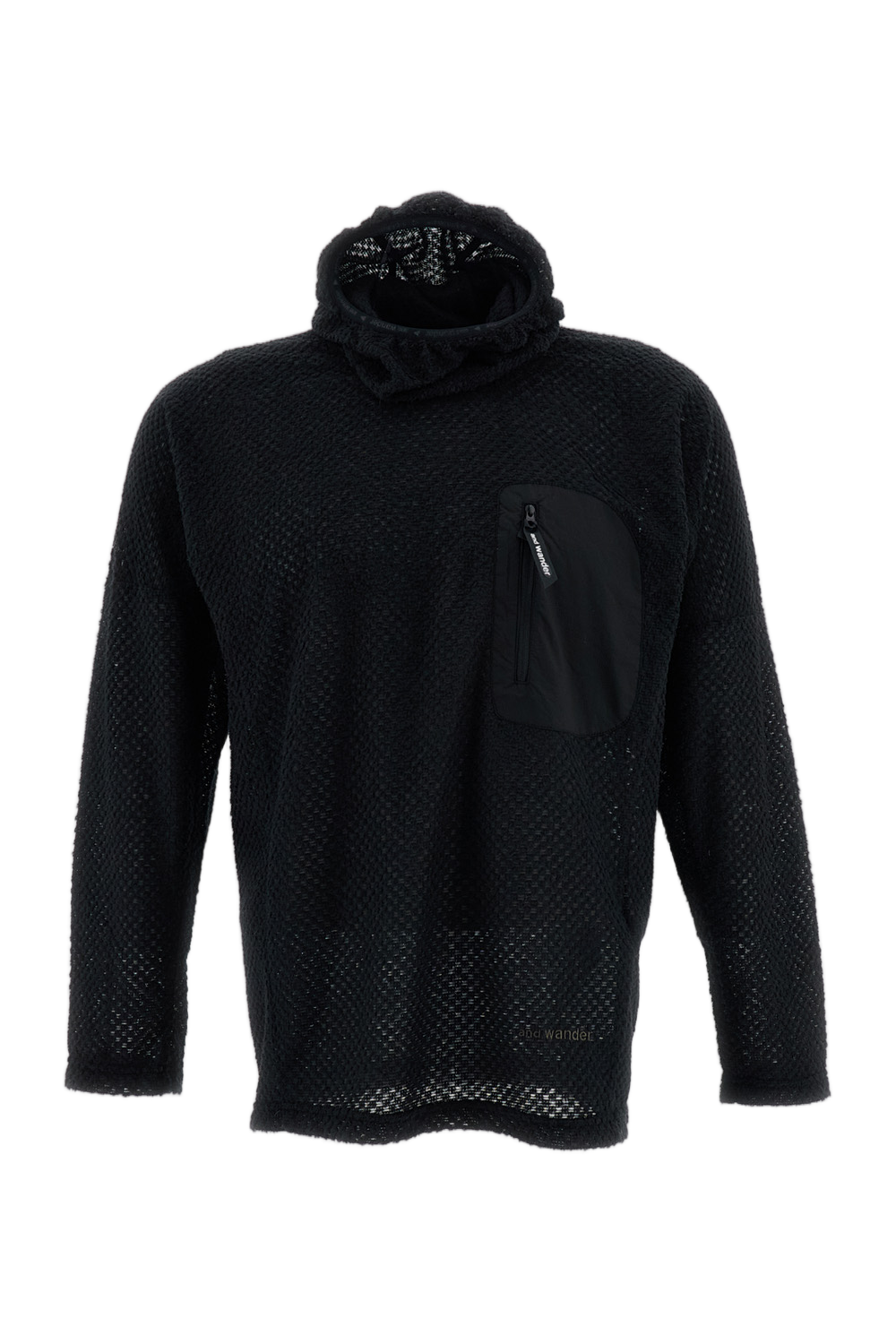Black High-Neck Fleece Zip Hoodie