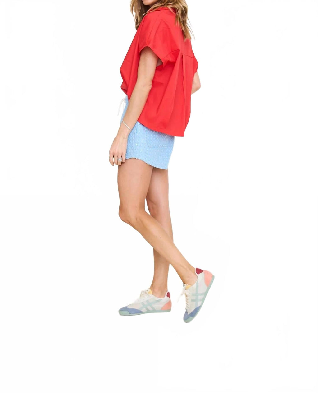 Signature Collar Top In Red