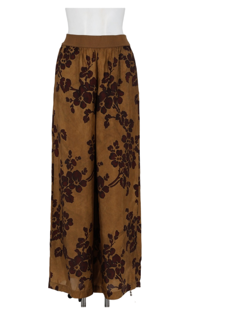 Multicolour Dark Floral Print Wide-Leg Pants