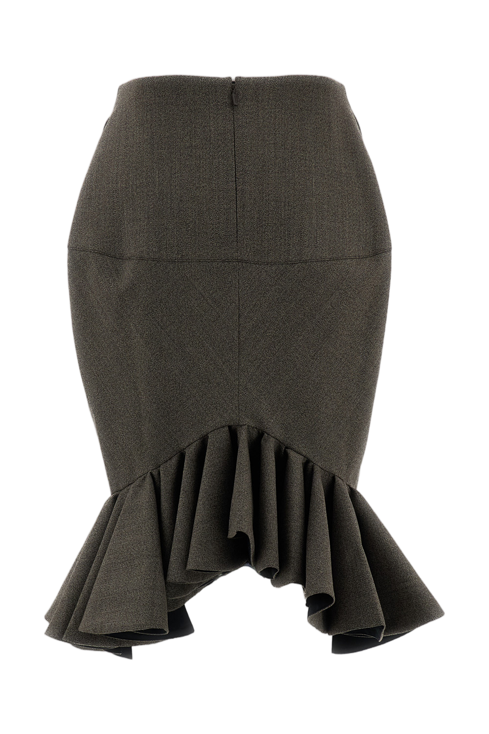 Taupe La Jupe Palmier Asymmetric Virgin Wool Midi Skirt