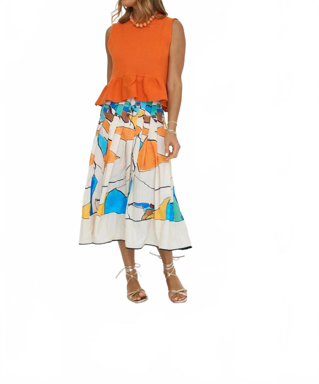 Solid Sleeveless Micro Knit Peplum Top In Burnt Orange