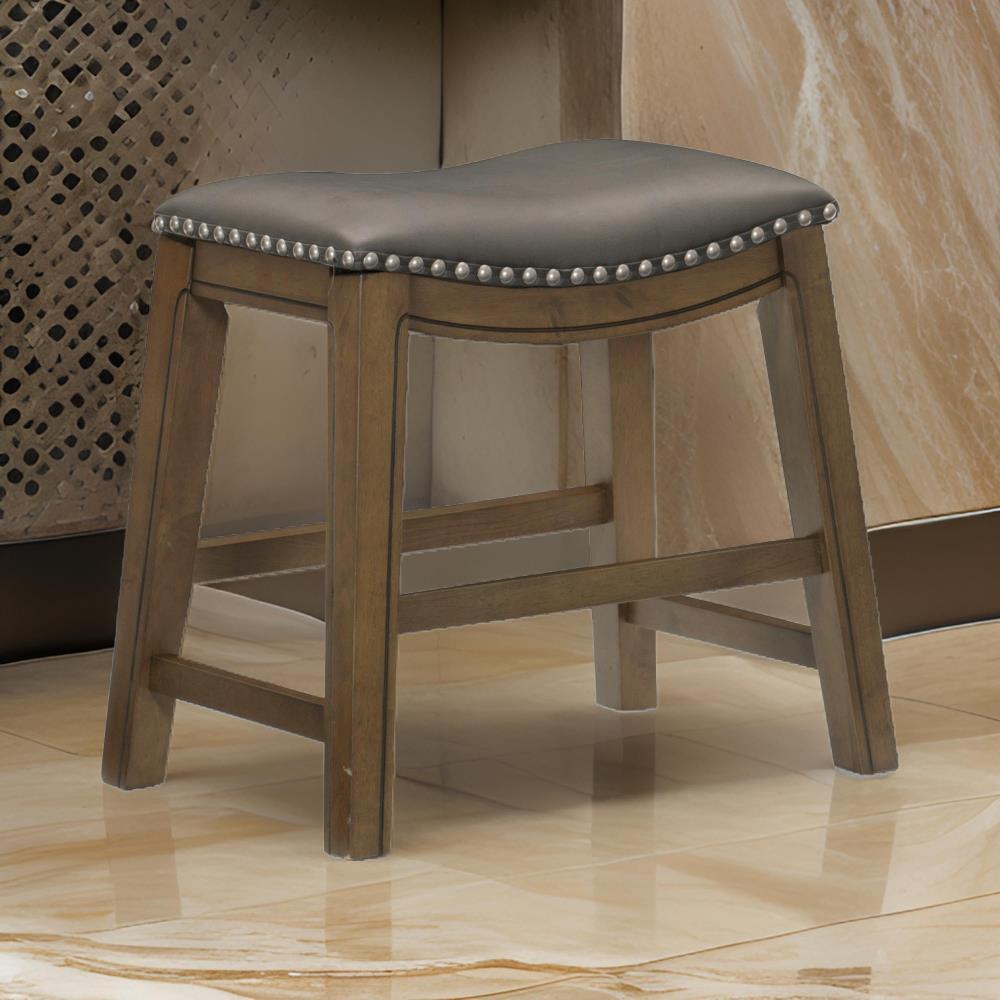 Contemporary Accent Stool with Wooden Legs and Padded Seating