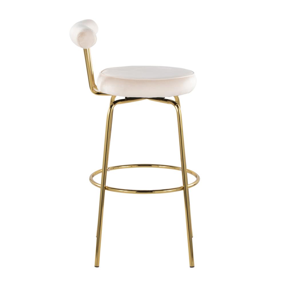 Set of 2 Stylish Swivel Barstools with Soft Velvet Upholstery and Supportive Metal Legs