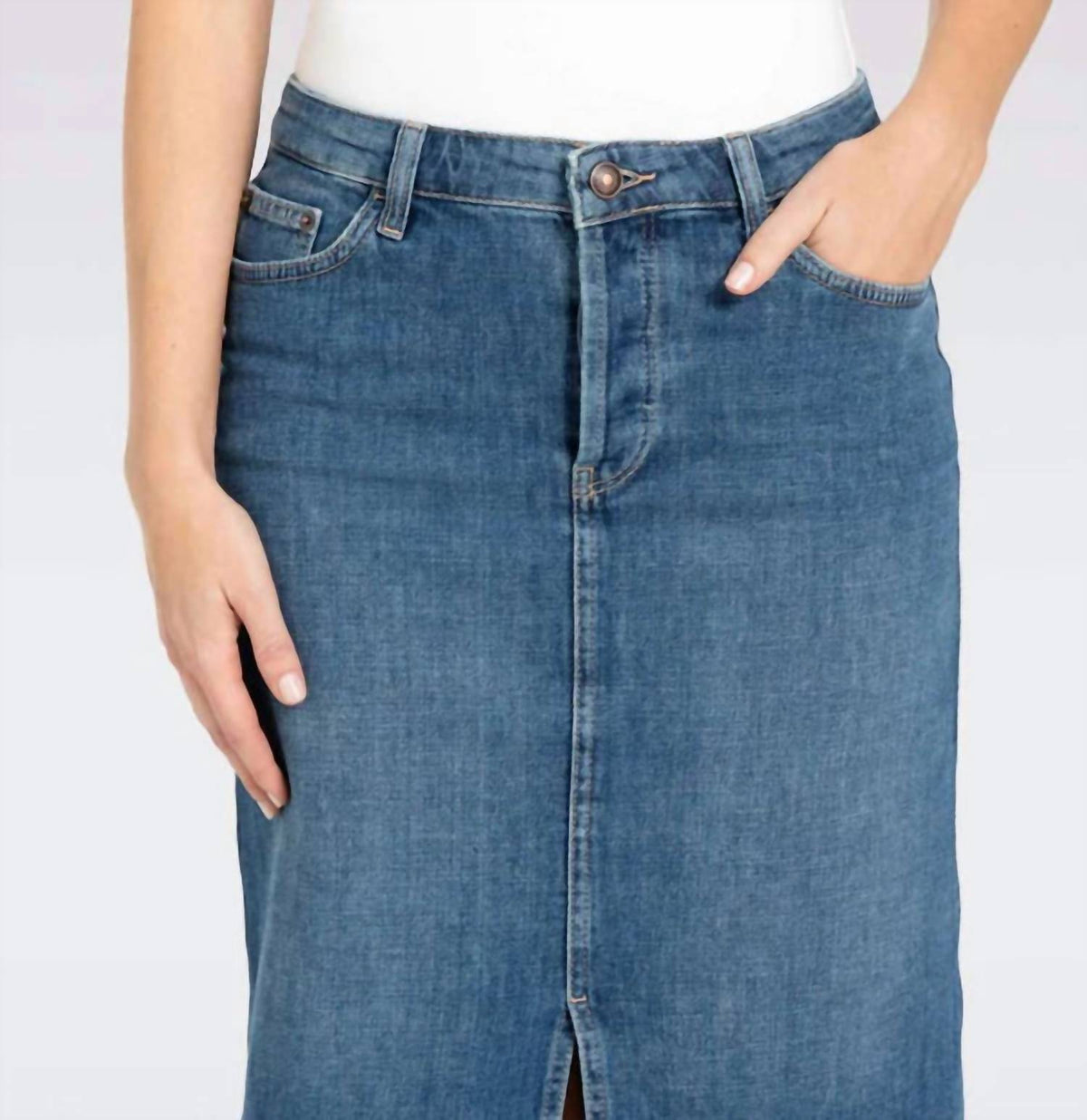 Midi Fringed Skirt In Light Blue