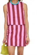 Strawberry Wine Mini Skirt Set In Pink/ Red
