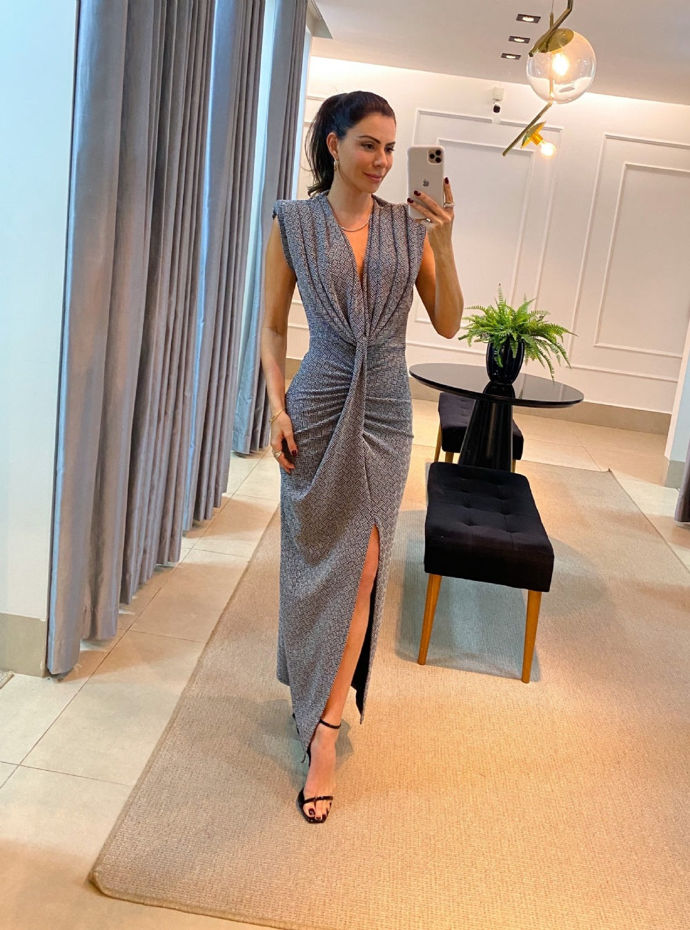 Temperament Dress Women Gray