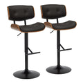 Set of 2 Contemporary Bar Stools with Rotating Seats and Upholstered Backrests