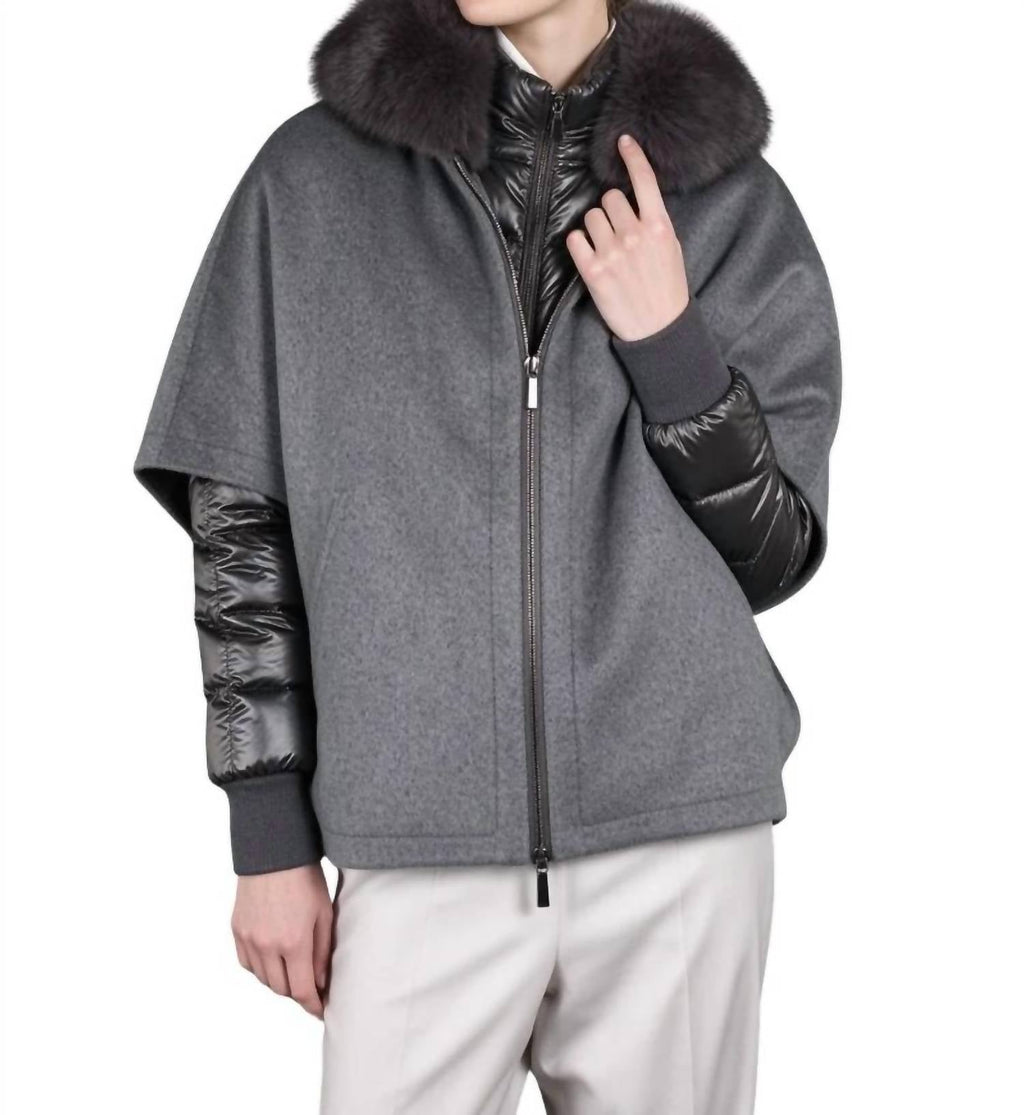 Fur-Trimmed Hood With Puffer Jacket In Dark Grey
