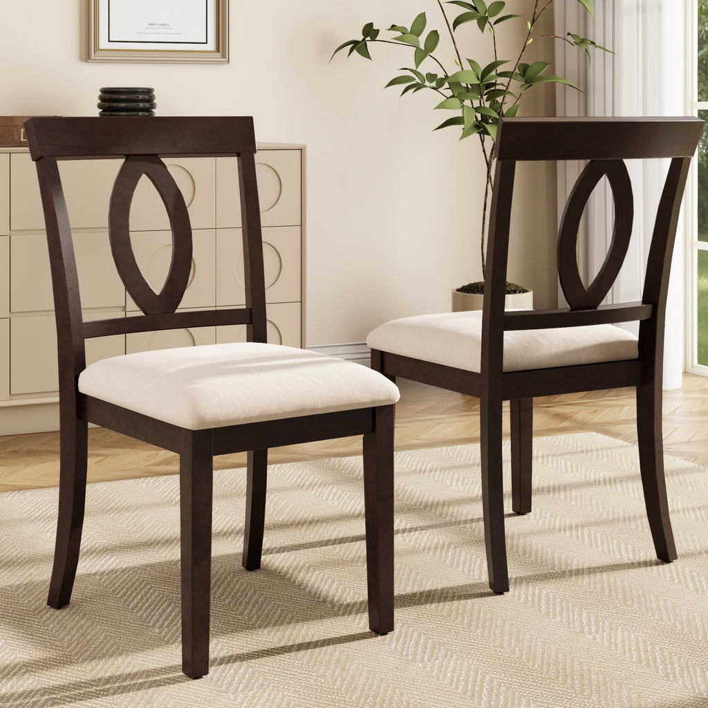 Rubberwood Dining Chairs with Upholstered Cushions