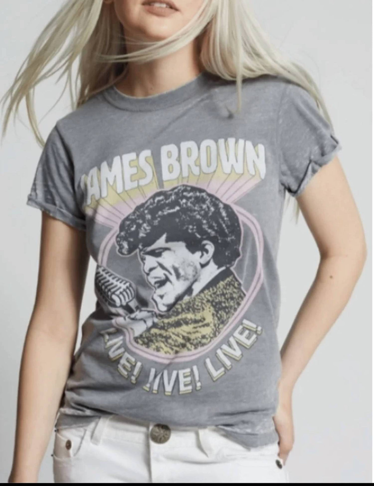 James Brown Ain't It Funky Burnout Tee In Steel Grey