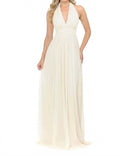 Ornate Plunging Halter A-Line Maxi Dress In Ivory