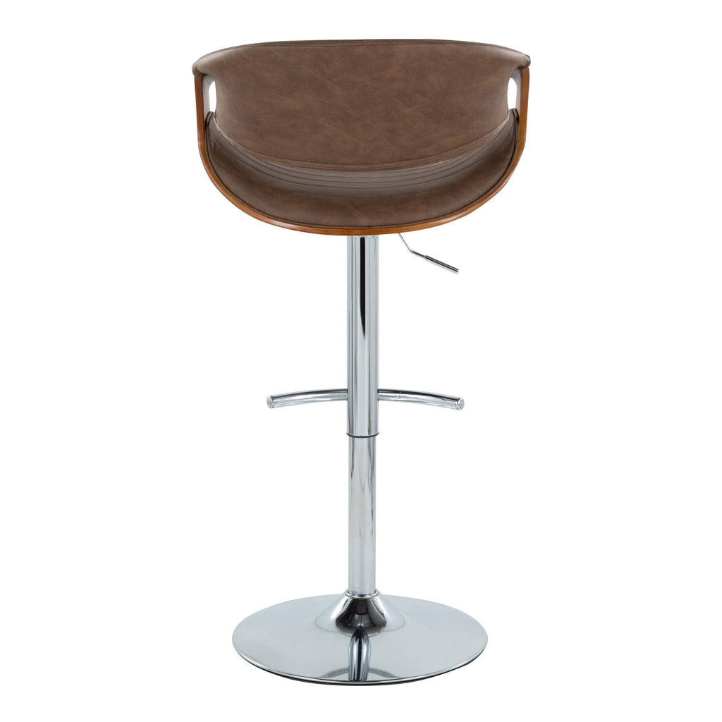 Modern Adjustable Counter Stools with Wooden Details Set of 2