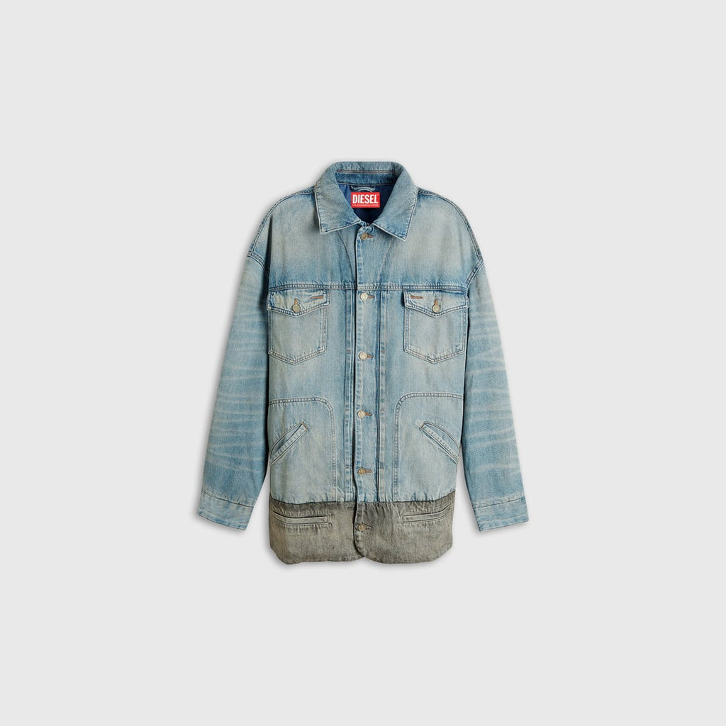 Denim jacket with contrast hem