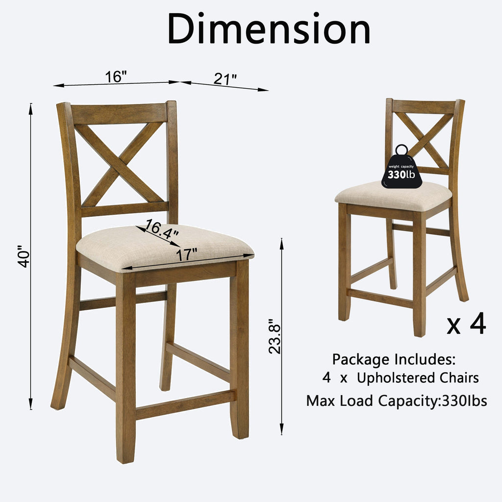 Wooden Frame Side Chairs with Cushioned Seats