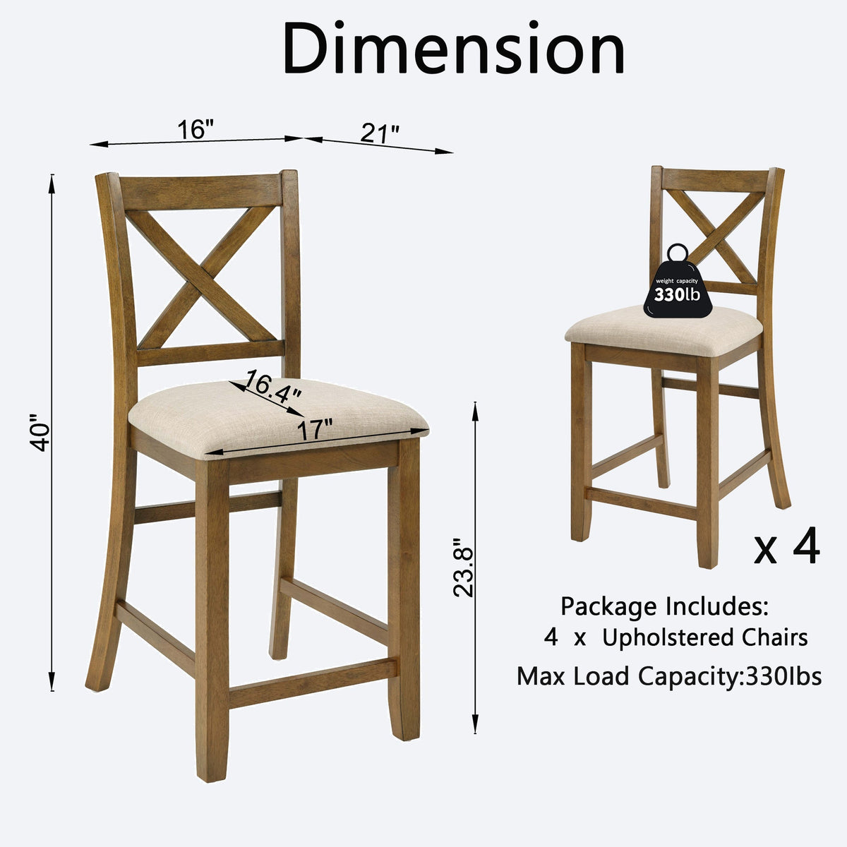 Wooden Frame Side Chairs with Cushioned Seats