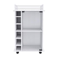 Compact Bar Cart with Glass Door and Six Bottle Compartments