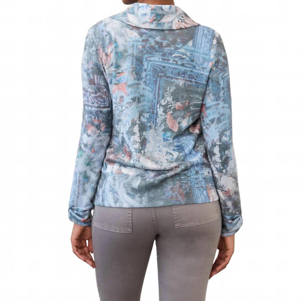 Cowl Neck Top In Indigo Galle