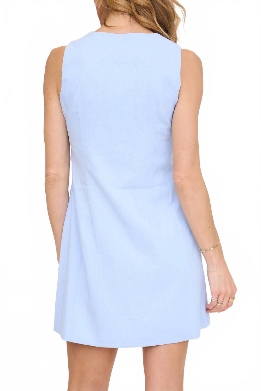 Scallop Edge Mini Dress In Blue