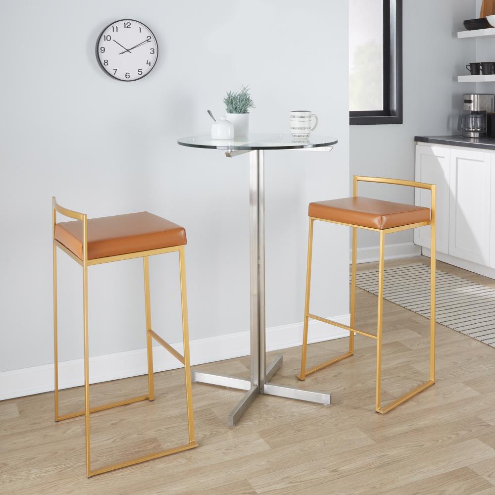 Modern Faux Leather Barstools with Padded Seats