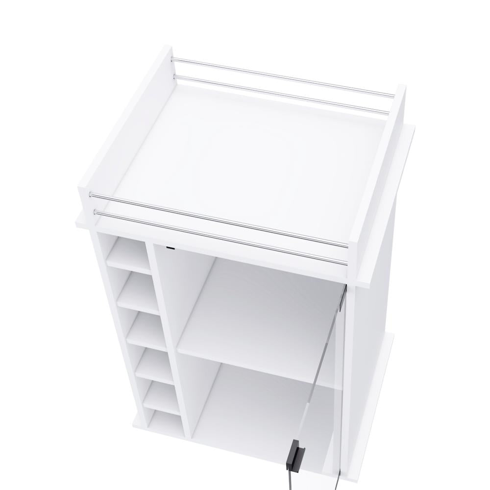 Compact Bar Cart with Glass Door and Six Bottle Compartments