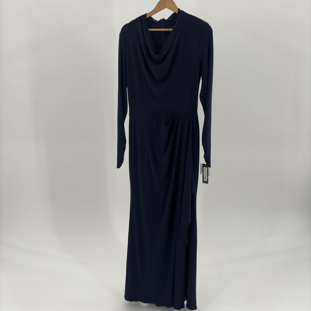 Women's Cowlneck Draped Long-Sleeve Gown