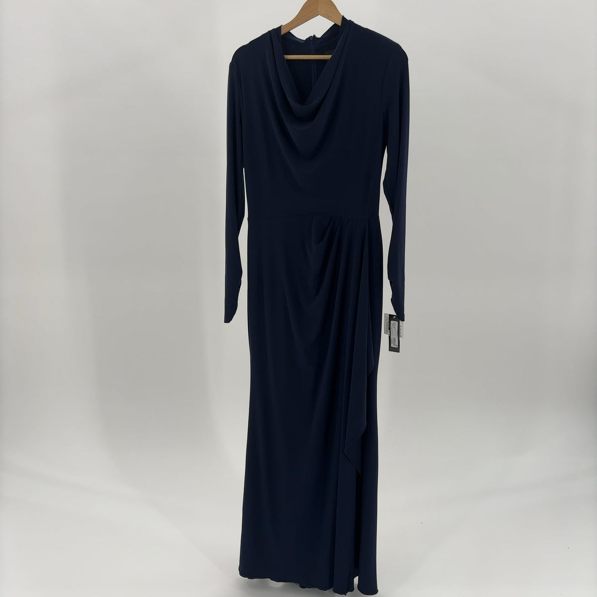 Women's Cowlneck Draped Long-Sleeve Gown