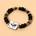 Mahjong Tile Charm Accent Beaded Stretch Bracelet