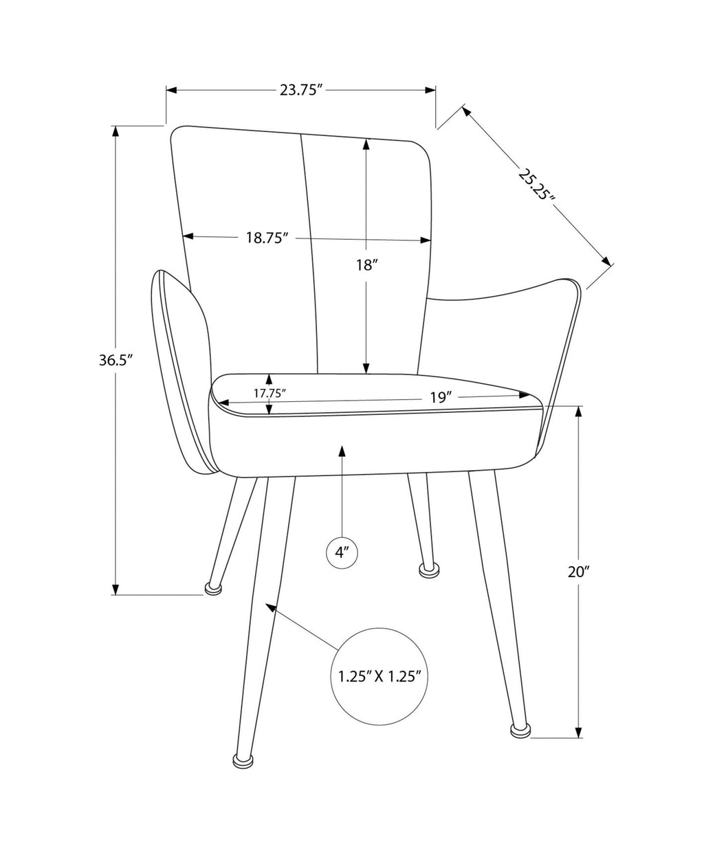 Set of 2 Contemporary Upholstered Dining Chairs