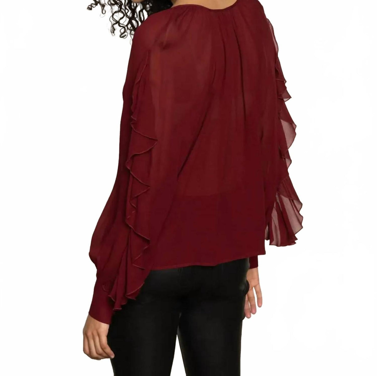 Harmony Button Front Blouse In Crimson