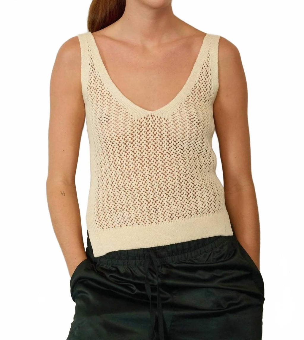 Calvi Open-Knit Top In White