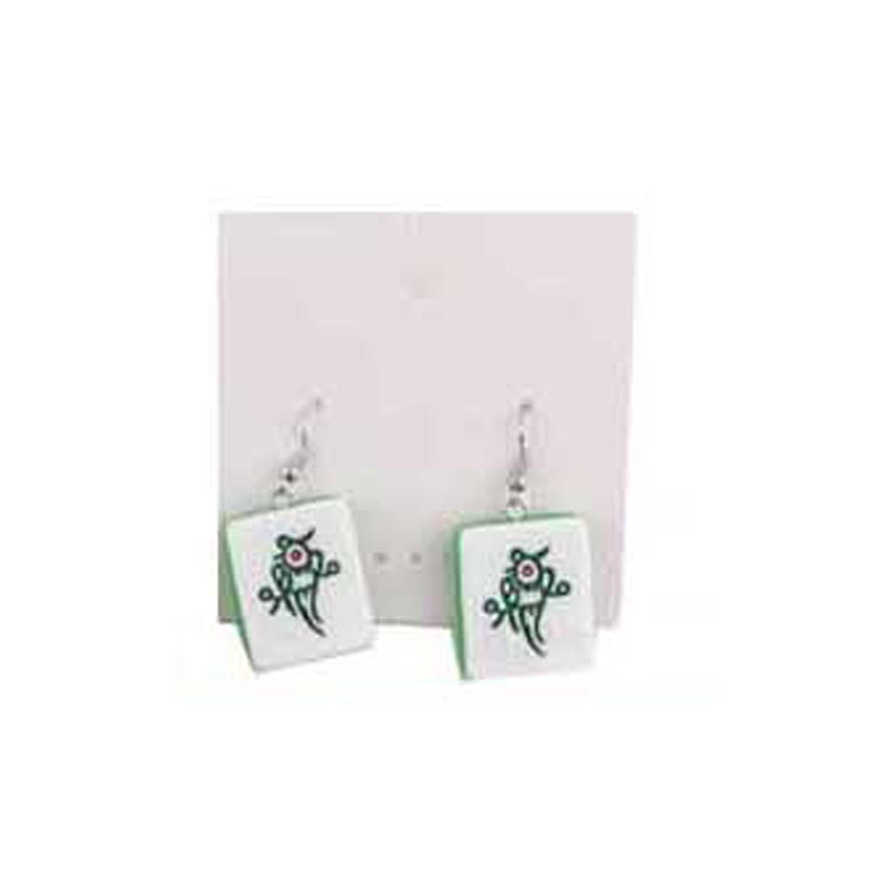 12Pairs - Mahjong Tile Charm Drop Earrings