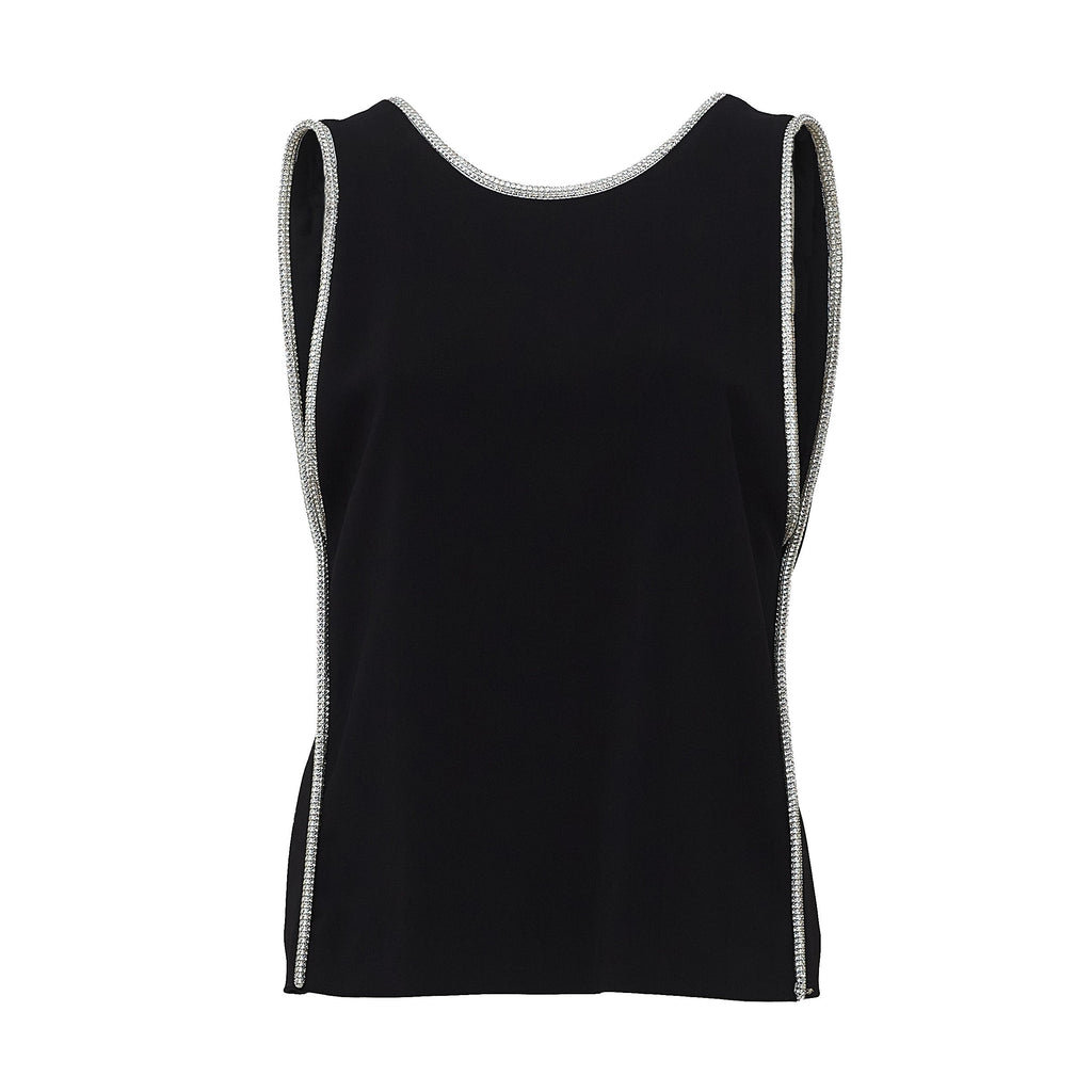 Viscose Cady Rhinestone Sleeveless Tank Top