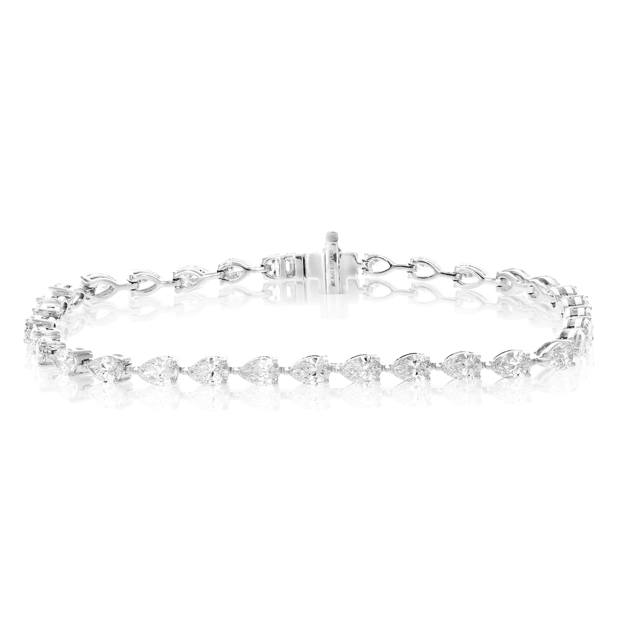 5 cttw Pear Lab Grown Diamond Tennis Bracelet in 14K Gold 7 Inch For Women