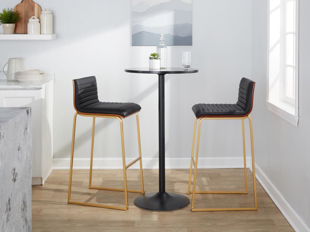 Faux Leather Barstools with Supportive Wooden Backrests