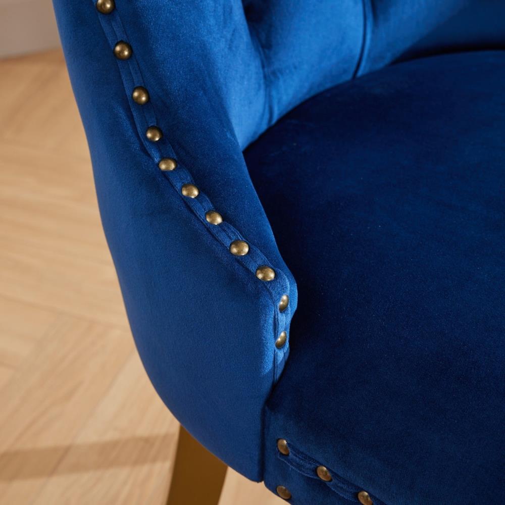 Set of 2 Velvet Dining Chairs with Tufted High Backs