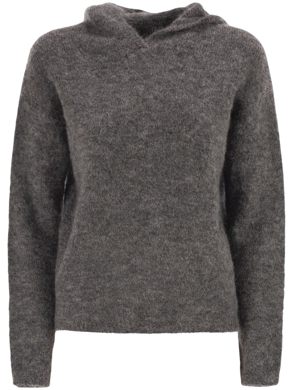 Asymmetrical Hooded Wool Sweater